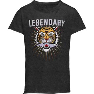 Meisjes zwart kinderen Kids ONLY KONLUCY LIFE S/S FIT TIGER TOP BOX 5715214913057