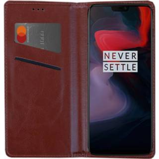 Smartphone bruin Smart Magnet luxe book case met een scherm van 5.3 tot 5.8 inch 8719828233904