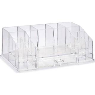 👉 Organizer kunststof vrouwen Make-up organizer/opberger 16-vaks met lade 28 x 17 cm van