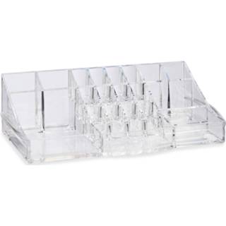 👉 Organizer kunststof vrouwen Make-up organizer/opberger 20-vaks met lade en spiegel 32 x 12 cm van