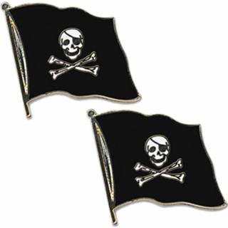 👉 Broche 2x stuks pin broche/speldje Vlag Piraten thema 20 mm