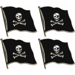 👉 Broche 4x stuks pin broche/speldje Vlag Piraten thema 20 mm