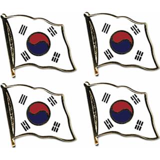 👉 Broche 4x stuks pin broche/speldje vlag Zuid Korea