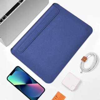 👉 Genuine leather MacBook sleeve 13.3 inch - Blauw