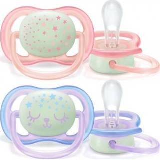 Roze Philips Avent Soother Ultra Air Night Pink 0-6M 2 st 8710103900771