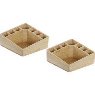 👉 Organizer bamboe volwassenen Set van 2x stuks make-up organizer/houder sorteerbakje 14 x 7 cm