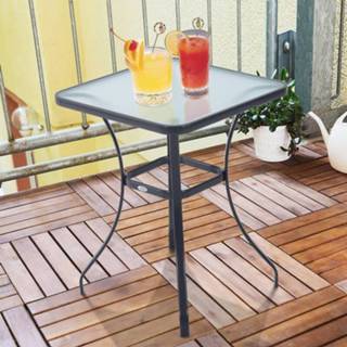 👉 Terrastafel zwart glas active Outsunny Tuintafel glazen tafel bistrotafel balkon gehard + metaal 68,5 x cm 6011602414489