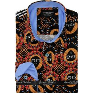 👉 Overhemd XL male zwart Luxe Premium met Print Slim Fit 3103