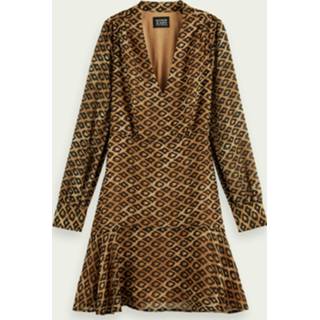 👉 Dress bruin XS dresses vrouwen zwart Scotch & Soda Printed sheer 8719029756769