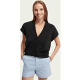 👉 Sleeveless zwart XS vrouwen sweats Scotch & Soda V-neck sweat 8719029778594