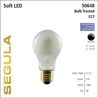 👉 LED lamp frost 5W 1900K 200 lm E27 mat filament Segula dimbaar 50648 4260751136489