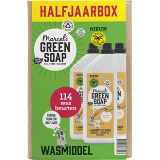 👉 Wasmiddel donkergroen active Marcel's Green Soap Katoen&Vanille Halfjaarbox 6 x 1 liter 8720254337203