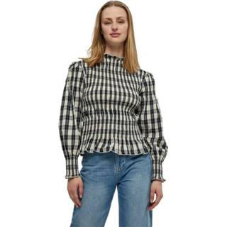 👉 Blous vrouwen zwart Alora check blouse