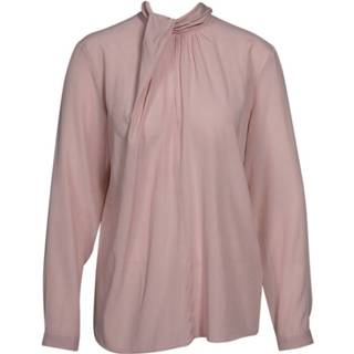 👉 M vrouwen roze Bluse mit Seide