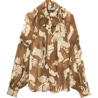 👉 Vrouwen bruin Camicia con pinces donna, Fiocco