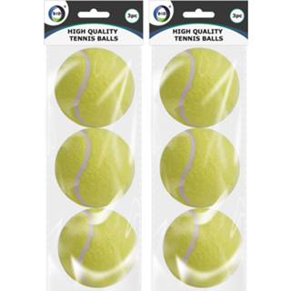 👉 Tennisbal geel kunststof 15x stuks speelgoed tennisballen voor honden 6 cm