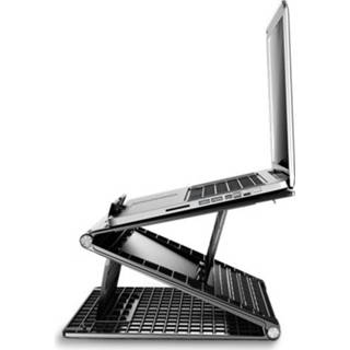 👉 Laptop standaard zwart kunststof active N5 laptopstandaard draagbare dubbellaagse aanpassing van meerdere versnellingen Verhoogde opvouwbare warmteafvoerbeugel (elegant zwart)