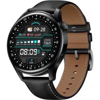 👉 Smartwatch zwart active D3pro 1,32 inch kleurenscherm smartwatch, IP67 waterdicht, lederen horlogeband, ondersteuning voor Bluetooth-oproep/hartslagbewaking/bloeddrukbewaking/bloedzuurstofbewaking/slaapbewaking (zwart)