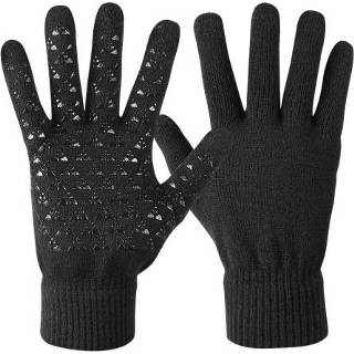 Glove zwart active 2 Pairs Thick Velvet Touch Screen Knitted Warm Gloves, Size: Free Size(Black)