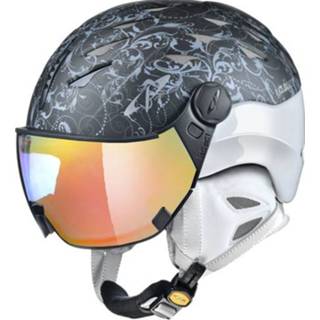 👉 Skihelm zwart wit CP Cuma Cubic zwart-wit - meekleurend vizier (4 Keuzes)