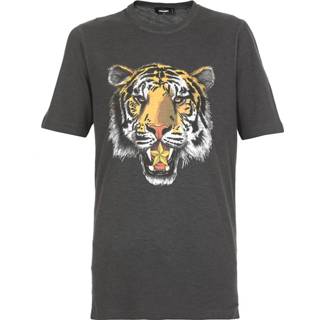 👉 Print T-shirt l vrouwen grijs Tiger Head