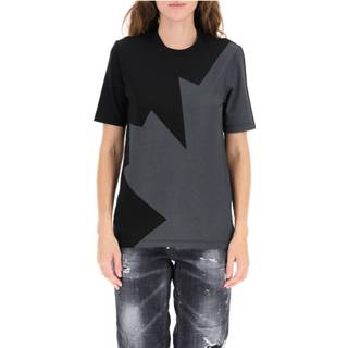 👉 Print T-shirt l vrouwen zwart Leaf