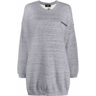 👉 Sweaterjurk s vrouwen grijs Logo-print Sweater Dress