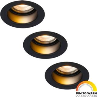 👉 Inbouwspot zwart aluminium 3x Mari LED verzonken - 3.8 Watt Dim to Warm 2200-2700K module Dimbaar Lagere inbouwdiepte voor binnen en buiten 8720365441639