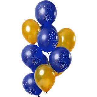 👉 Ballon blauw goud latex One Size Color-Blauw Folat ballonnen Elegant True 40 jaar 30 cm blauw/goud 12 stuks 8714572666404