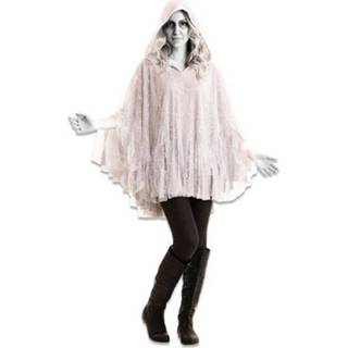 👉 Poncho wit polyester Color-Wit Witbaard geest kostuum maat M/L 8423667149363