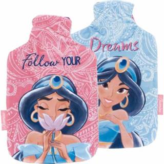 Waterkruik roze blauw Disney met hoes Jasmine 2 liter fleece roze/blauw 8430957128663