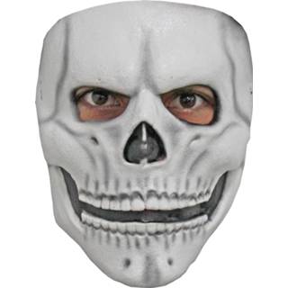 👉 Gezichtsmasker wit PVC One-Size Color-Wit Partychimp Grinning Skull 886390211215