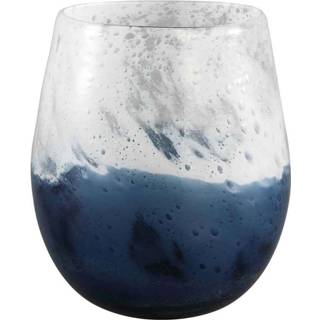 👉 Windlicht blauw glas One Size Inker Rond H21 x Ø18 cm 8720014506597