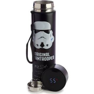 👉 Thermosfles zwart wit RVS warm en koud met digitale thermometer 450ml - Original Stormtrooper 5055071760402