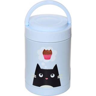 👉 Blauw RVS lichtblauw Thermospot/Lunchpot/Snackpot warm en koud 500ml - Feline Fine Kat 5055071768194