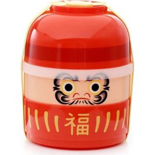 👉 Elastiek rood Bento Luchbox Rond met - Japanse Daruma 5055071767746