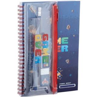 Notitieboek A5 gelinieerd met schrijfsetje - Game Over blauw Notitieboek blauw A5 gelinieerd met 6-delig schrijfsetje - Game Over 5055071767371
