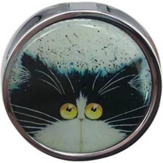 👉 Pillendoos zwart wit Pillendoosje Kim Haskins katten - Poes zwart/wit 5x2cm 6013951913903