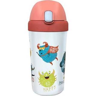 👉 Beker kinderen PLA/plant bioloco met rietje voor 400ml - Happy Monsters 4260595852866