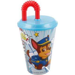 👉 Drinkbeker blauw met rietje Paw Patrol - Chase, Marshall, Rubble 350ml 8412497189304