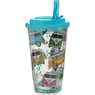 👉 Drinkbeker blauw lichtblauw Dubbelwandige met Rietje - Volkswagen T1 Busjes Adventure 500ml 5055071757174