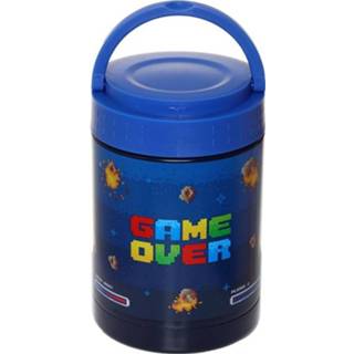 👉 RVS blauw Thermospot/Lunchpot/Snackpot warm en koud 500ml - Game Over 5055071768156