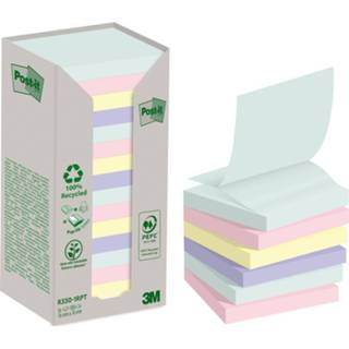 👉 Houten blok recycled stuks true Gerecycleerde Notes blauw Post-it Z-notes, 100 vel, ft 76 x mm, assorti, pak van 16 blokken 4054596926738