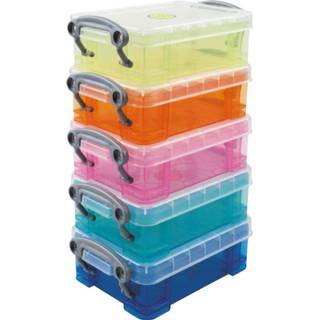 👉 Opbergdoos stuks visitekaarthouder Really Useful Boxes set van 5 x 0.2 liter assorti kleuren 5060024802771