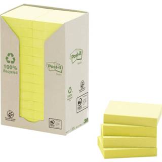 👉 Post-it Recycled notes, 100 vel, ft 38 x 51 mm, geel, pak van 24 blokken