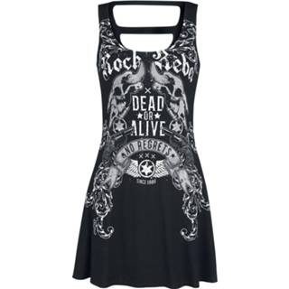 👉 Jurk zwart korte Rock Rebel by EMP Kurzes Kleid mit Print und Cut-Outs 4060587744533
