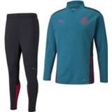 👉 Trainingspak blauw zwart trainingspakken mannen PUMA Manchester City 1/4 Zip 2021-2022