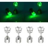 Oorbel groen active 4 STKS Fashion LED oorbellen Glowing Light Up Diamond Earring Stud (groen)