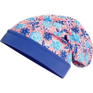 Beanie blauw roze polyamide One Size Color-Roze Playshoes UV-werend bloemen 53 cm blauw/roze 4010952457759