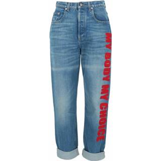 👉 Spijkerbroek W28 W31 vrouwen blauw Graphic Appliqué Jeans